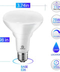 12 Pack BR30 Dimmable LED Flood Light Bulbs For Recessed Cans, 11W Equal 75W, 5000K Daylight, 900 Lumens, Indoor Lighting, E26 Base