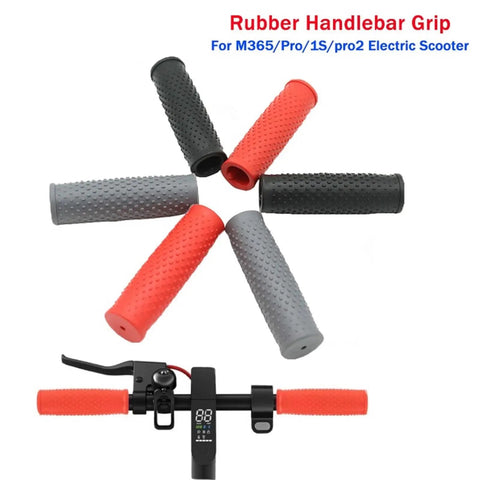 Assorted colors of Pair Of Rubber Handlebar Grips For Electric Scooters M365 Pro 1S Pro2 All Weather Grippy Rubber Replacement Black Non Slip Comfort With Vibration Dampening For A Softer Hand Feel Easy Install displayed flat