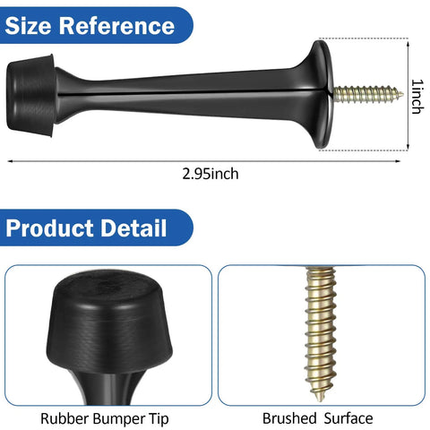 24 Pack Heavy Duty Door Stops With Soft Rubber Tip Wall Mount Solid Zinc Alloy Bottom Stopper For Doors And Walls Protection