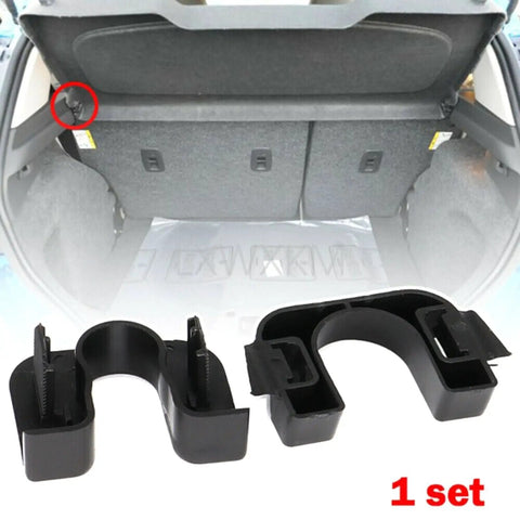 Black Sturdy Rear Parcel Shelf Clip Car Boot Fastener ABS Rear Shelf Bracket shown in car trunk for auto cargo upgrade