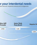 3 In 1 Floss For Braces And Bridges With 120 Pre Cut Strands includes threader, poxy brush, and regular floss sections.