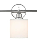 Chrome 3 Light Vanity Wall Light With Fabric Drum Shade, Hardwired Bathroom Fixture, Modern Up or Down Mount Bath Light