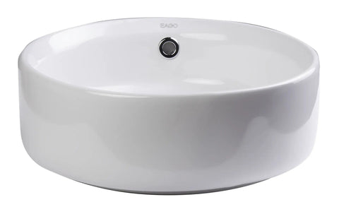 16-Inch Round Ceramic Above Mount Bathroom Basin Sleek Modern Sink With Chrome Overflow And Rear Center Drain