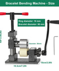 Adjustable Ring And Bracelet Bender Machine With Stainless Steel Rolling Mill For Crafting Spoon Rings And Custom Jewelry Gear, size details visible.