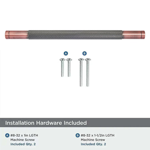 10 Pack 5 Inch Aluminum Knurled Brushed Antique Copper Cabinet Pulls Center To Center 128mm with installation screws