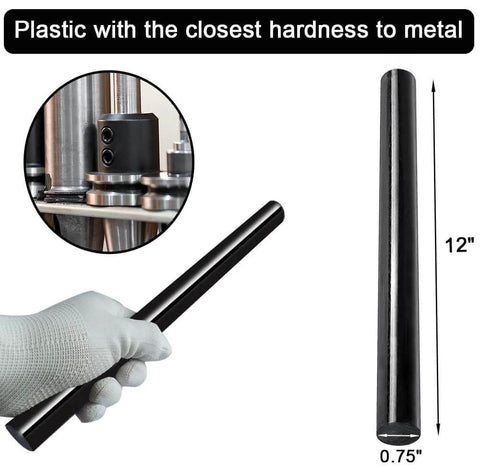 2 Pack Round Acetal Copolymer Rods In Three Quarter Inch Diameter And Twelve Inch Length, Opaque Black POM C Rods