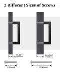 Diagram showing screw sizes for Six Pack Matte Black Stainless Steel Square Cabinet Pulls For Kitchen Cabinets