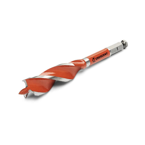 Solid Auger Drill Bit For Woodworking Seven Point Five Inch By One Inch With One Quarter Inch Quick Release High Speed Steel Deep Flutes