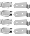 Heavy Duty 4 Pc Stainless Steel Spring Toggle Latch Hasp Set No Keyhole For Cabinet Boxes Toolboxes And Suitcases Super Secure Fit Easy Install, showing 4 latches and hasps.
