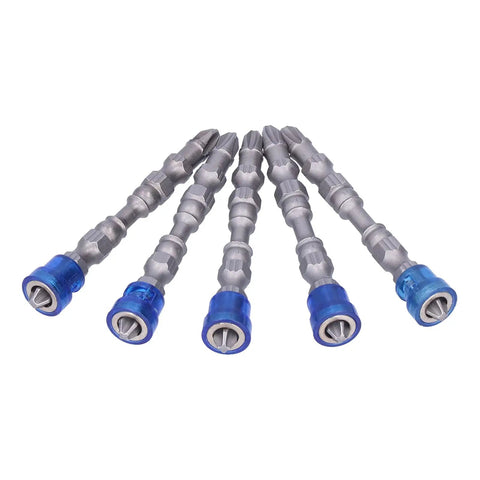 Premium Electric Double Head Screwdriver Bits Set With Cool Magnetic Collar Design For Power Drills, Hand Tools and Quick Charge Cordless Drivers Featuring Stable Structure And Wear Resistant Build For Any DIY Or Pro Job, five bits