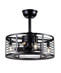 Dope Modern Enclosed Ceiling Fan With Remote Control, Black Caged Industrial Light Kit With 8 ABS Blades Inside Cage