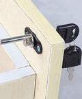 Two Pack Drawer Locks With Keys For Cabinets And File Cabinets Zinc Alloy Desk Locks For Furniture Locker Showcases Black Keyed Different 40mm Locking Rod And 16mm Cylinder displayed on wooden panel close-up