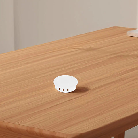 White Plastic Screw Hole Plugs For 2 Inch Round Holes No Fuss Snap In Locking Fasteners 20 Pack Matte Finish Covers on table