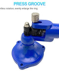 Portable Ring Stretcher And Expander Tool Featuring 13 Heavy Duty Dies For No Sweat Jewelry Resizing smooth twist handle close-up.