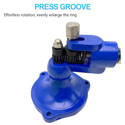 Portable Ring Stretcher And Expander Tool Featuring 13 Heavy Duty Dies For No Sweat Jewelry Resizing smooth twist handle close-up.