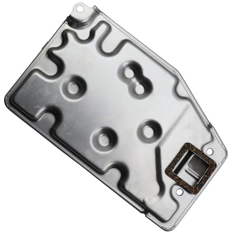 Automatic Transmission Filter Kit With O Rings And Pan Gasket For OE Form Fit And Function Includes Required Seals Easy Install And Premium Rubber Pan Gasket Part 0440280 And Recommended ATF For Your Transmission showing metal filter and gasket