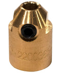 Close-up of Power Pin Cap.035-.045 MDX LM3 Replacement for Welding Gear in brass, showing detailed craftsmanship and design.