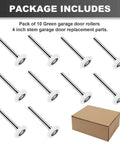 Nylon Garage Door Roller Bearings Set, 2 Inch Wheel, Sealed Quiet, 4 Inch Stem, White, Pack Of 10, 6200ZZ Compatible shown with box