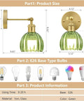 Vintage Wireless Rechargeable Led Wall Sconce Set Of Two Featuring Remote Dimmable Switch And Sleek Gold Finished Green Tulip Glass Shade For Bedroom Living Room Straight Up Gorgeous product dimensions and E26 bulb types.