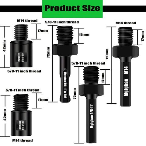 Core Drill Bit Adapter M14 Female To Three Eighths Hex Shank For Hammer Drills And Rotary Hammers, product size comparison
