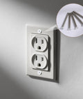 Forty Pack Super Long Outlet Screws Two Inch Flat Head White Painted Stainless Steel Machine Threads For Electric Box Hardware Quick Fix wonky and sunken wall plates installed in an outlet.
