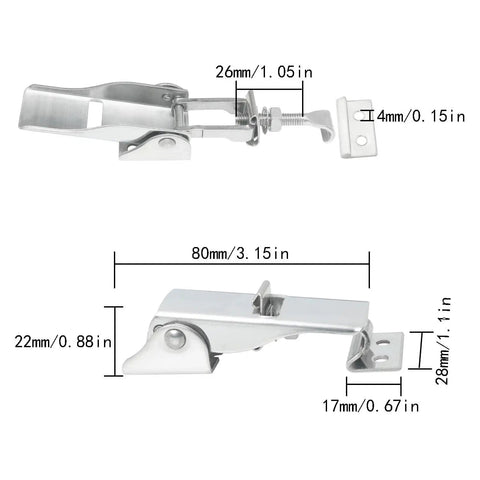 2 Pack Stainless Steel Spring Loaded Draw Latch Clamp For Cabinets And Boxes, Toggle Hasp Lock, Adjustable Spring Latch