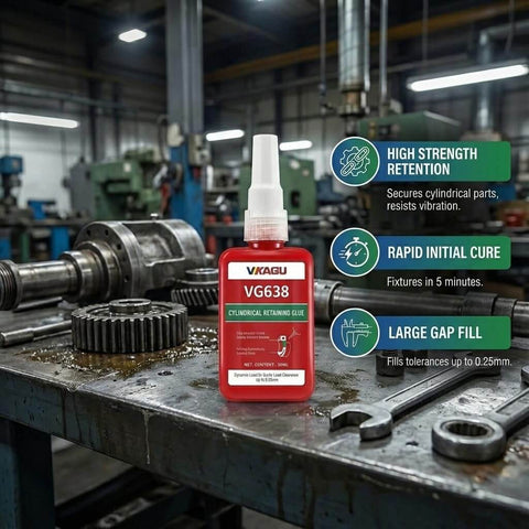 High Strength Retaining Compound For Cylindrical Fits, 1.69 Fl Oz, 4 Pack, Fast Cure Bearing Mount Adhesive on workshop table