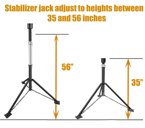 King Pin Tripod Stabilizer Jack For 5th Wheel RV, Drill-Adjustable, 5000 Lb Load Capacity, adjustable height 35 to 56 inches