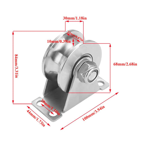 U Groove Gate Track Roller Set With Stainless Steel Construction Heavy Duty Sliding Gate Wheels dimensions detailed view