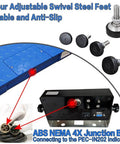 Heavy Duty Industrial Floor Scale 48 By 48 Inches, 5000 Lb Capacity, NTEP Approved, details of junction box and swivel feet.