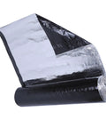No Sweat Self Adhesive Roofing Felt Roll Asphalt Shingle Repair Tape And Waterproof Underlayment For Gutters Metal Balconies, roll showing black bitumen and foil surface.