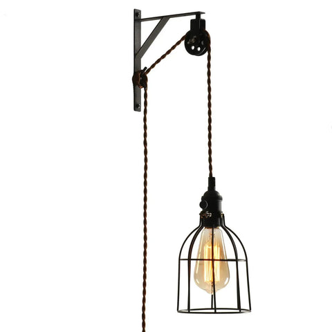 Industrial Wall Mount Metal Bracket And Pulley Set For Pendant Lighting And DIY Shelves, Vintage Retro Sheave Brackets