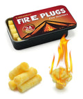 Waterproof Fire Plugs And Windproof Fire Starters For Campfires With Long Burn Time Ideal For Fireplace Chimney BBQ Grill Camping Wood Stove Emergency Survival Tools 24 Pieces in tin box with flames