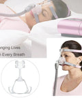 Replacement Frame Kit For Nasal CPAP Mask Standard Size With Durable Plastic Frame System Reusable Headgear Guard And Easy Swap Nasal Guard For Comfortable Secure Mask Fit, shown on model