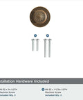 Heavy Duty Antique Brass Cabinet Knobs With Vintage Backplate Two Pack showing included machine screws for installation.