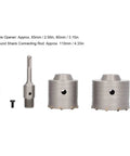 Heavy Duty 5 Piece Concrete Hole Saw Kit With 65Mm And 80Mm Openers Made From Top Tier 45 Steel Plus Yg8 Alloy For Crushing Masonry, Brick Walls, And Stone Blocks Like A Total Boss On Any Job Site. 65mm and 80mm concrete hole saw set with round shank rod