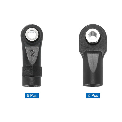 Beefy Lever Steering Linkage Ball Head Ends Kit For RC Crawlers, M4 Thread, 24mm And 22mm Lengths, 10 pcs black alloy
