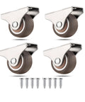 Mini Fixed Caster Wheels 1.25 Inch Set Of 4 With Silent Bearing And Metal Top Low Profile TPE Rubber Casters For Furniture with screws