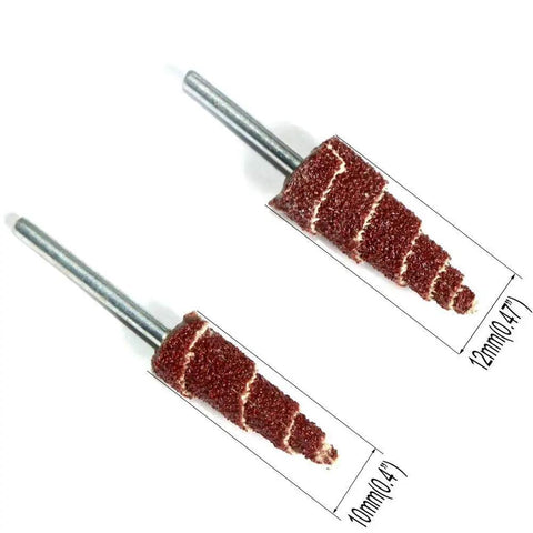 Pro Grade Flap Wheel Grinders With 10mm And 12mm Shank Cones for sanding wood, metal, plastic with tapered design.