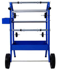 18 Inch Mobile Multi Roll Masking Paper Machine With Storage Trays The Workhorse For Painting Auto Body Jobs And Auto Shop Projects A Pro Grade Mobile Masking System For Shops And Auto Body Work, front view with steel frame and storage tray