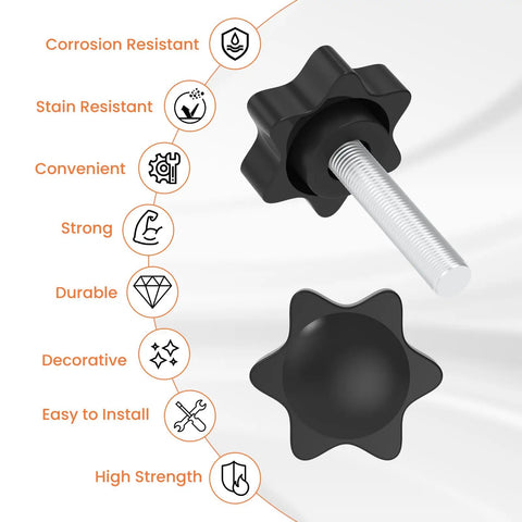 Top Shelf 4 Pack M8 X 40mm Knurled Thumb Screws With Smooth Grip Handles showcasing M8 black finish ergonomic thumb screw design.