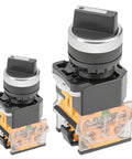 2-Pack Momentary Rotary Selector Switch, 3 Positions, 10A 380V, 22mm Panel Mount, Built Tough, Heavy Duty Control Switch