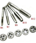 Dope 12 Piece Metric Tap And Die Set M3 To M12 For Bolt Nut Repair With Reamers Straight Thread Plugs Alloy Steel Cutting Tools For Rusty Stripped Threads Restoration Kit, M6-M12 taps and dies