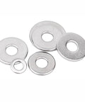 Stainless Steel Flat Washer Set For M10 And M12 Bolts Pro Grade Shim And Spacer Kit, assorted sizes shown