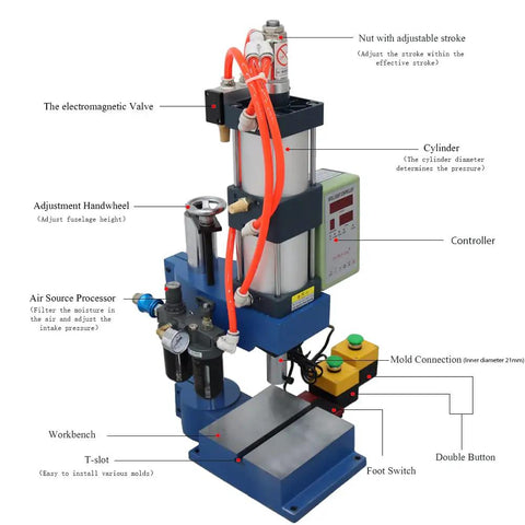 Shop Approved Pneumatic Punch Press With Digital Display Controller And Adjustable Cylinder Stroke For Sharp Sheet Metal Cutting One Ton Squeeze Power Dual Trigger Controls crafted for precision metalwork.