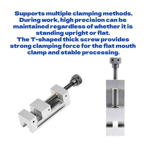 Heavy Duty Right Angle Vise With High Precision Flat Jaw Pliers For CNC Milling Machines And Grinders Built Damn Tough Industrial Steel Construction that showcases a T-shaped screw and stability for precision work.