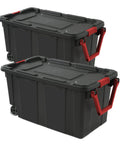 Beefy 40 Gallon Plastic Storage Bins 2 Pack With Durable Lids And Secure Latching Buckles Stackable Heavy Duty Totes