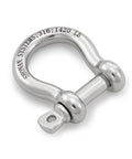 Close-up of Three Eighths Inch Bow Shackles Set For Marine Grade Stainless Steel 316 Heavy Duty D Ring Shackle Two Pack Boat Anchor Kit