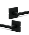 Heavy Duty Dummy Lever Door Handles Pack Of 2 Slim Square Non Turning Single Side Pull For Closet Or French Doors With Iron Black Finish