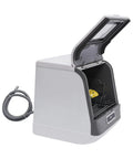 Compact Countertop Dishwasher With Strong 800W Spray Arm And Three Quick Wash Cycles, opened with hose attached.